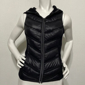 SoulCycle Down Mesh Quilted Puffer Vest with Soul Skull Hood Full Zip Size XS